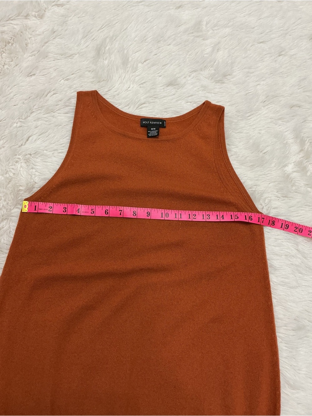 Holt Renfrew - 100% Cashmere - Sleeveless Knit Tank Top - Rust - Picture 5 of 6